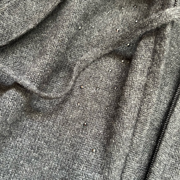 M. Miller Furs Cashmere and Swarovski Crystal Sequins Zip up Cardigan - Picture 7 of 8